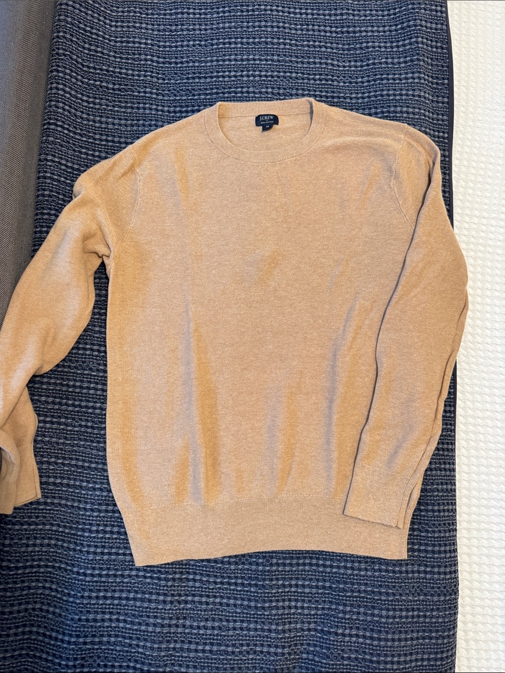 J. Crew Men’s Lightweight 100% Cotton Crewneck Sweater in Heather Stone/Tan sz M